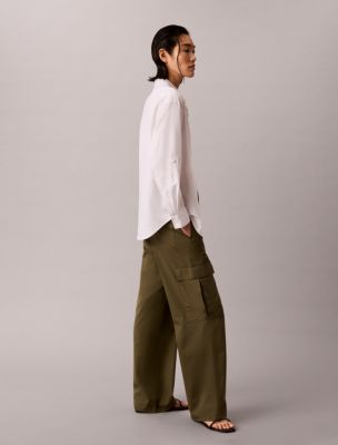Женская рубашка Calvin Klein Linen Blend Relaxed Button-Down, цвет: Яркий белый — фото 5