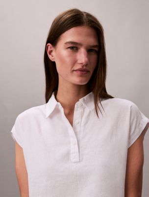 Женские топы Calvin Klein Linen Blend Short Sleeve Top — фото 3