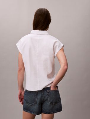 Женские топы Calvin Klein Linen Blend Short Sleeve Top — фото 4