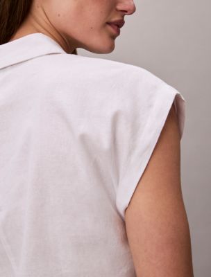 Женские топы Calvin Klein Linen Blend Short Sleeve Top — фото 5