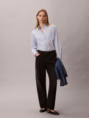 Cotton Poplin Relaxed Button-Down Shirt