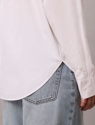 Женская рубашка Calvin Klein Cotton Poplin Relaxed Button-Down, цвет: Яркий белый — фото 4