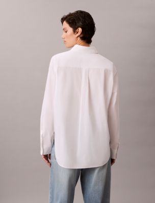 Женская рубашка Calvin Klein Cotton Poplin Relaxed Button-Down, цвет: Яркий белый — фото 6