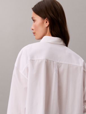 Женские рубашки Calvin Klein Woven Monologo Cropped Poplin Button-Down Shirt — фото 6