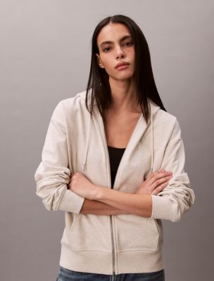 Terry Embossed Monologo Relaxed Hoodie, Grey Heather