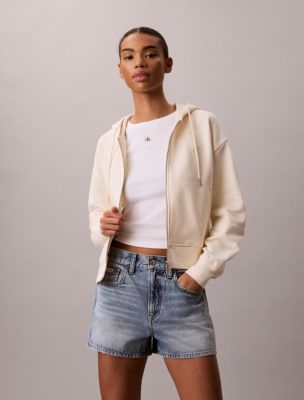 Terry Monogram Cropped Hoodie, Calico
