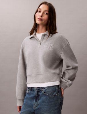 Relaxed CK Polo Sweatshirt, Heroic Grey Heather
