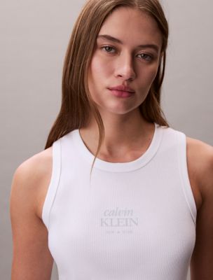 Женские топы Calvin Klein Logo Graphic Rib Tank Top — фото 3
