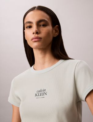 Женские футболки Calvin Klein Logo Graphic Rib Slim T-Shirt — фото 2