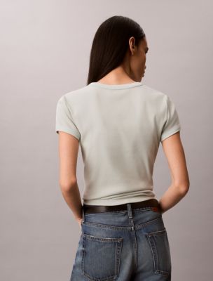 Женские футболки Calvin Klein Logo Graphic Rib Slim T-Shirt — фото 4