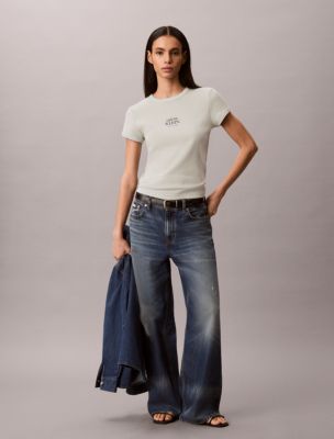 Женские футболки Calvin Klein Logo Graphic Rib Slim T-Shirt — фото 5