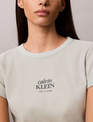 Женские футболки Calvin Klein Logo Graphic Rib Slim T-Shirt — фото 6