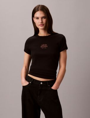 Logo Graphic Rib Slim T-Shirt, Black