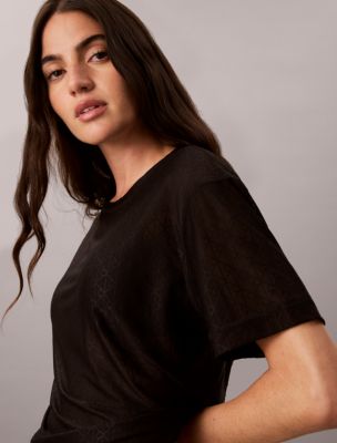 Женские футболки Calvin Klein Relaxed Emblem Logo Mesh Crewneck Tee — фото 4