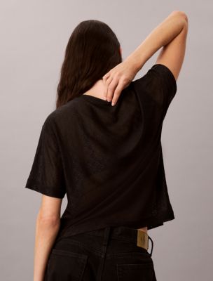 Женские футболки Calvin Klein Relaxed Emblem Logo Mesh Crewneck Tee — фото 6