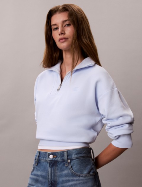 Женские худи Calvin Klein Monogram Fleece Quarter Zip Sweatshirt