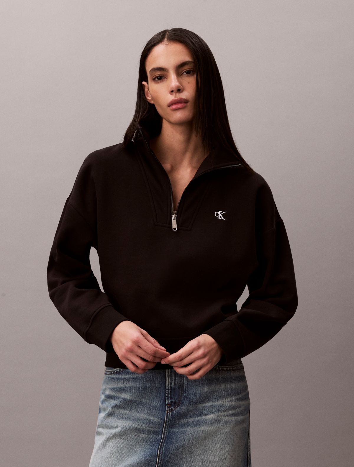 Monogram Fleece Quarter Zip Sweatshirt