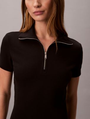 Женские платья Calvin Klein French Terry Logo Tape Quarter Zip Dress — фото 3