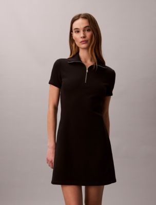 Женские платья Calvin Klein French Terry Logo Tape Quarter Zip Dress — фото 5