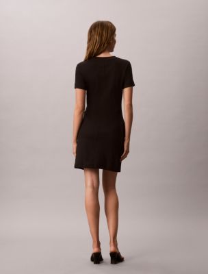 calvin klein black t shirt dress Calvin Klein Rib Interlock T-Shirt Dress