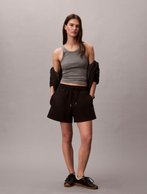 Logo Tape Fleece Shorts, Black