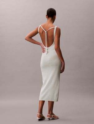 Linen Blend Scoop Neck Midi Dress | Calvin Klein USA