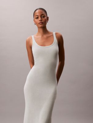 Linen Blend Scoop Neck Midi Dress | Calvin Klein USA