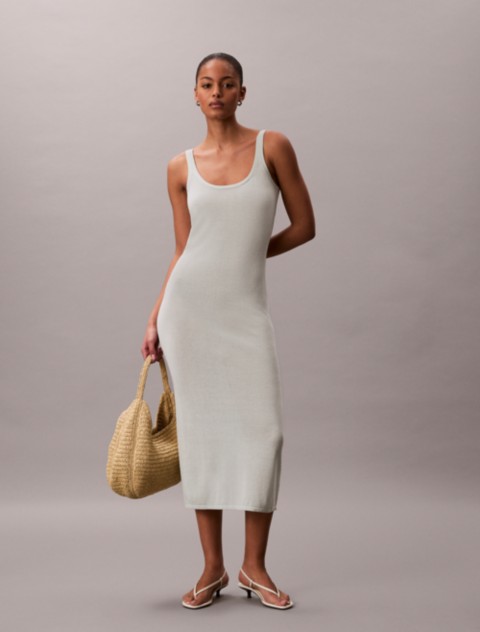 Женские платья Calvin Klein Linen Blend Scoop Neck Midi Dress
