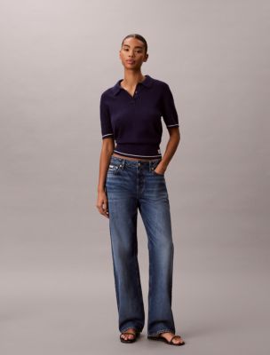 Женские свитеры Calvin Klein Woven Monologo Cable Sweater Polo Shirt — фото 4
