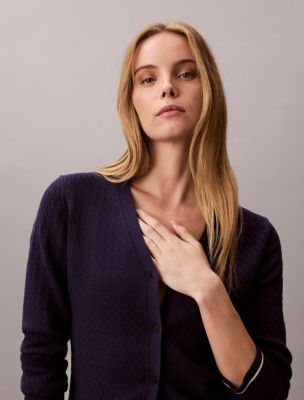 Женские кардиганы Calvin Klein Woven Monologo Cable Cardigan — фото 3