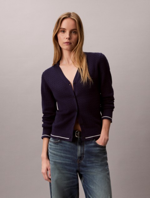 Женские кардиганы Calvin Klein Woven Monologo Cable Cardigan