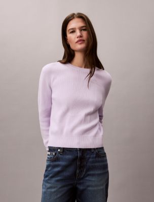 Smooth Cotton Monogram Sweater, Island Lilac
