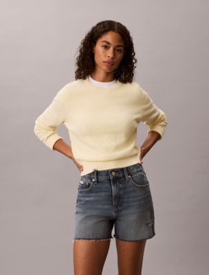 Smooth Cotton Monogram Sweater, Pear Sorbet