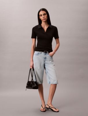 Женские футболки Calvin Klein Smooth Cotton Rib Polo T-Shirt — фото 2