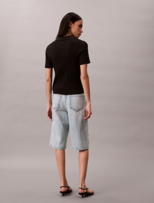 Женские футболки Calvin Klein Smooth Cotton Rib Polo T-Shirt — фото 4