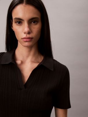 Женские футболки Calvin Klein Smooth Cotton Rib Polo T-Shirt — фото 5