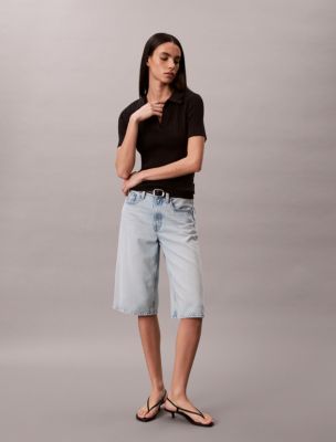 Женские футболки Calvin Klein Smooth Cotton Rib Polo T-Shirt — фото 6