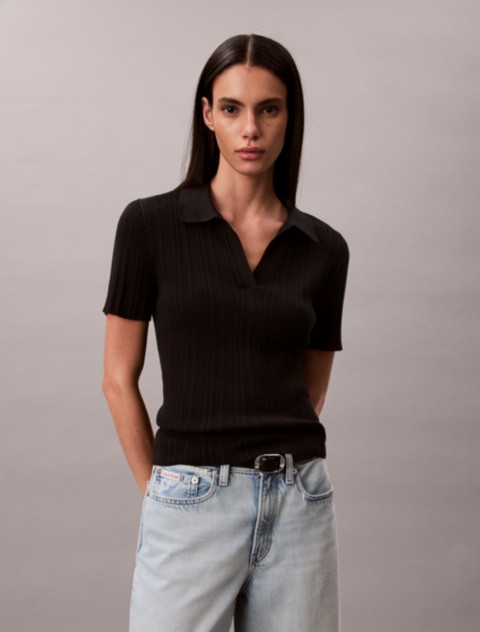 Женские футболки Calvin Klein Smooth Cotton Rib Polo T-Shirt