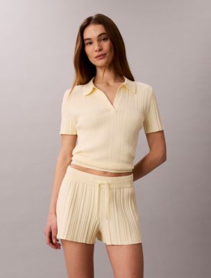 Smooth Cotton Rib Polo T-Shirt, Pear Sorbet