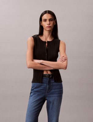 Женские топы Calvin Klein Smooth Cotton Rib Button-Down Tank Top — фото 6