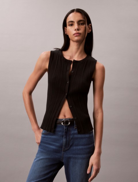 Женские топы Calvin Klein Smooth Cotton Rib Button-Down Tank Top