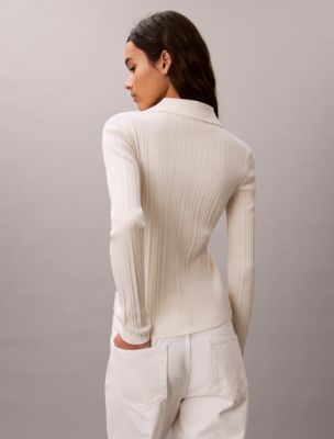 Женские кардиганы Calvin Klein Smooth Cotton Rib Polo Cardigan — фото 4