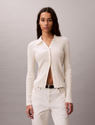 Женские кардиганы Calvin Klein Smooth Cotton Rib Polo Cardigan — фото 6