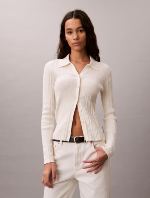 Женские кардиганы Calvin Klein Smooth Cotton Rib Polo Cardigan