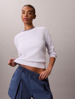 Женский свитер Calvin Klein Cotton Cable Knit, цвет: Сиреневый — фото 2