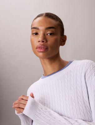 Женский свитер Calvin Klein Cotton Cable Knit, цвет: Сиреневый — фото 3