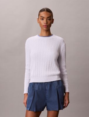 Cotton Cable Knit Sweater, Lacey Lilac
