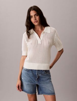 Open Stitch Sweater Polo Shirt | Calvin Klein