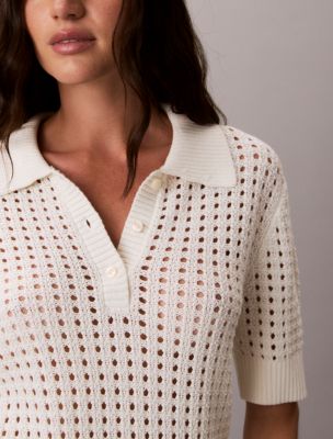 Open Stitch Sweater Polo Shirt | Calvin Klein