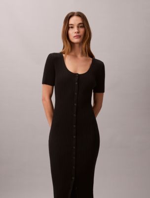 Cotton Rib Button-Down Dress | Calvin Klein USA